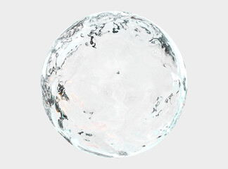 Ice ball isolated on white background with clipping path. Abstract sphere glossy geometric object for food and drink.