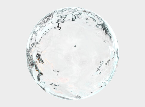 Ice ball isolated on white background with clipping path. Abstract sphere glossy geometric object for food and drink.