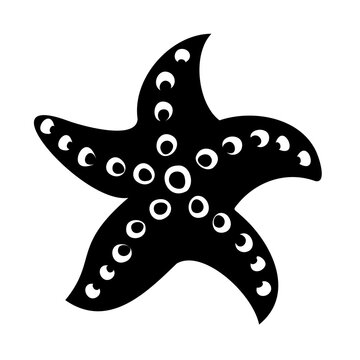 Silhouette Of A Starfish In A Flat Style. A Cartoon-style Marine Corps Badge Isolated On A White Background.