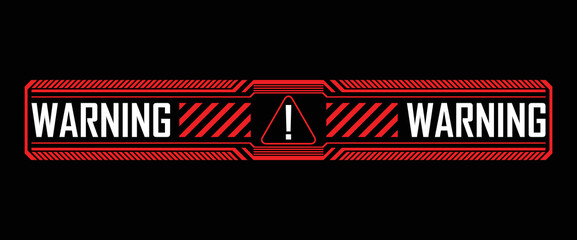 Futuristic style red warning sign in frame