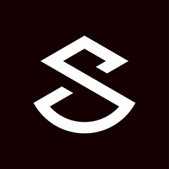 Initial letter S logo template with geometric sacred line art illustration in flat design monogram symbol