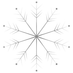 Silver snowflake shape. Isolated png illustration, transparent background for overlay, banner, card, montage, collage wrapping paper, scrapbooking. Christmas, winter concept.