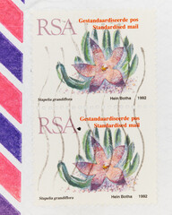 briefmarke stamp vintage retro used frankiert gestempelt cancel post letter mail stempel südafrika...
