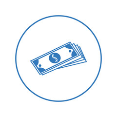 Cash on dollar banknote icon | Circle version icon |