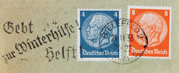 briefmarke stamp vintage retro used frankiert post letter mail stempel frankiert cancel winterhilfe...