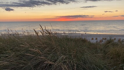 Dawn over the North Sea on the island of Sylt in Germany