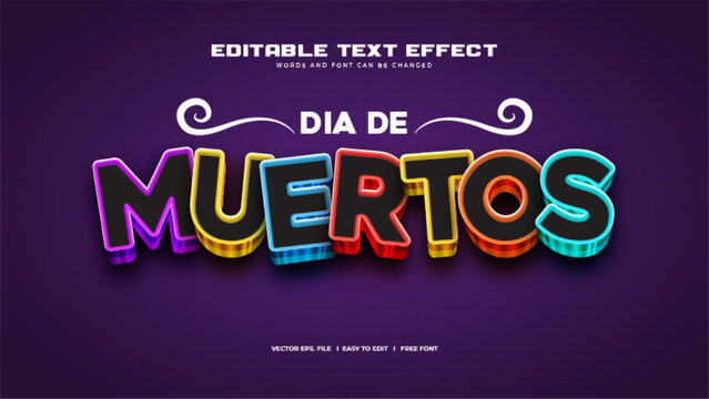 Dia De Muertos 3D Colorful Text Effect