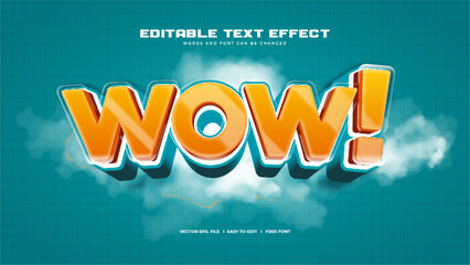 Realistic Wow 3D Bold Text Effect - obrazy, fototapety, plakaty