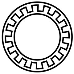 Ancient Greek key black frame pattern, round antique border from Greece