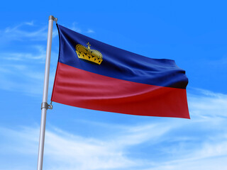 Fototapeta na wymiar Liechtenstein flag waving in the wind