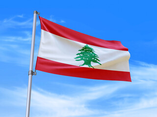 Fototapeta na wymiar Lebanon flag waving in the wind