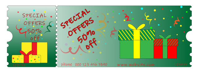 Holiday discount coupon. Holiday discount coupon design.