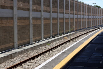 Fototapeta premium Railroad Tracks and Railway Cars in Israel.