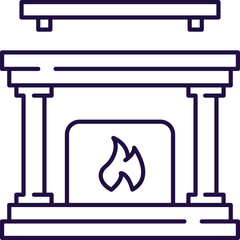 New year, Christmas, holiday concept. Vector line icon of Christmas wreath over fireplace in modern flat style. Editable stroke for adverts, web sites, stores, shops, apps, articles