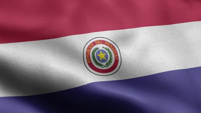 Flag Of Paraguay - Paraguay Flag High Detail - National flag Paraguay wave Pattern loopable Elements - Fabric texture and endless loop - Seamless loop - Highly Detailed Flag - The flag of fluttering