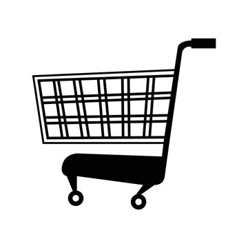 Supermarket shopping trolley cart icon | Black Vector illustration |