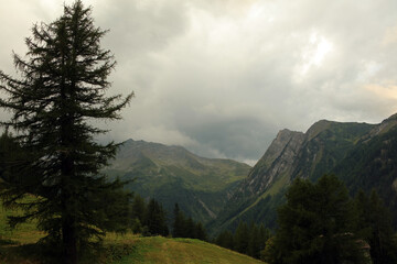 Fototapeta na wymiar Col de la Forclaz - mountain pass in Swiss Alps, Switzerland