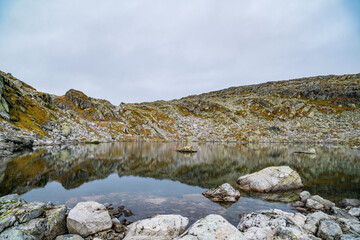 Reflective lake on Folgefonna