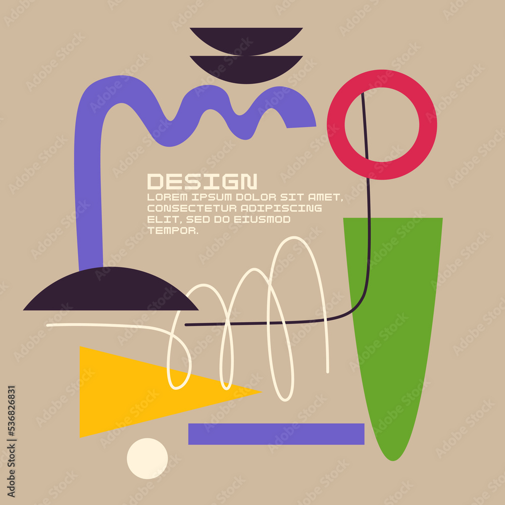 Poster modern geometric composition of various shapes. illustration for design. abstract background in the 