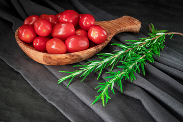 red tomatoes branch on table  background, healthy food
