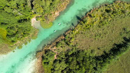 Klagenfurt aerial view. City lake and countryside, Austria