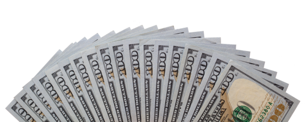 Fan of 100 US dollar banknotes