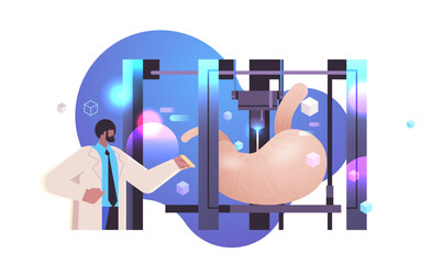 researcher prints stomach model on 3d bio printer medical printing of human transplantation organ biological engineering bioprinting