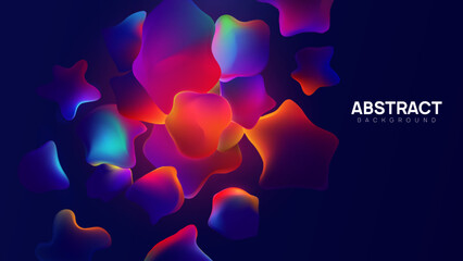 Liquid shapes glowing on dark blue background.