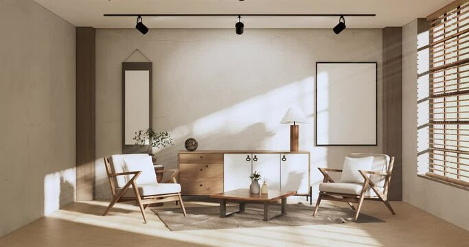 Modern room interior wabisabi style.3D rendering