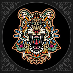 Colorful Lion head mandala arts isolated on black background