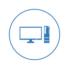 Fototapeta premium Desktop computer monitor pc icon | Circle version icon |