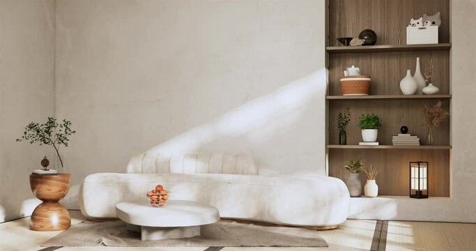 Modern room interior wabisabi style.3D rendering