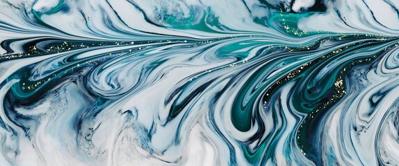 Alcohol ink background with golden design elements, teal, green and blue colormix, marble texture, original and luxury hand painted artwork, minimalistic trendy wallpaper wall art decoration	
