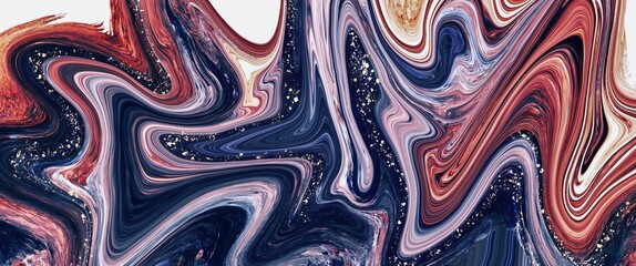 Modern deep colorful curved background, wave, golden paths, veins, unique alcohol ink texture, creative hand drawn art illustration, layered art, clean wallpaper for printed materials, interior 	