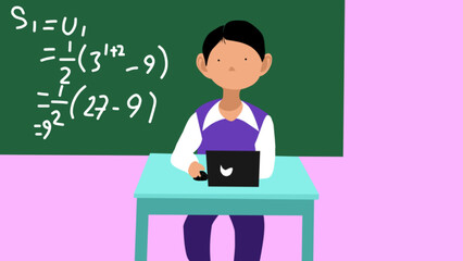 teacher with blackboard