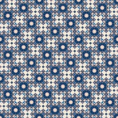 Indigo Blue white watercolor batik blur azulejos tile background. Seamless coastal blur painterly geometric mosaic effect. Patchwork masculine all over summer fashion damask repeat