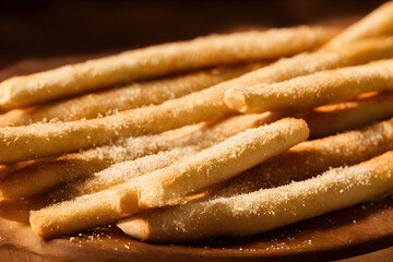 a photo of breadsticks, crusty baked food item, high calorie snack