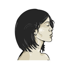 Profile of a woman, profile of a girl - vector illustration