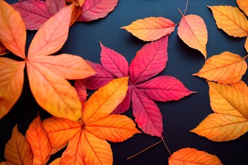 Autumn Leaf. Colorful background of multicolor leaves with natural light. Ai generated image
