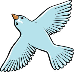 Pigeon flying, cartoon bird character