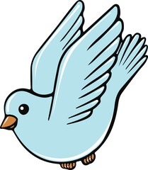 Cute pigeon flying, cartoon character