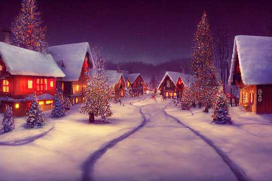 A generated image of Christmas Village. Christmas Background