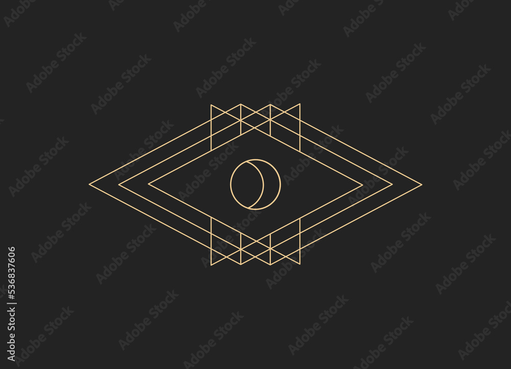 Wall mural logo in a modern style. vector linear icon. boho characters - moon logo design templates - abstract 
