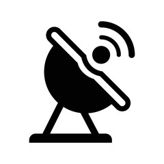 Satellite dish radar antenna icon | Black Vector illustration |