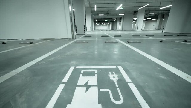 empty underground parking lot for EV