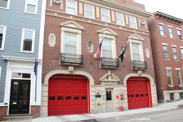 fire station with flag