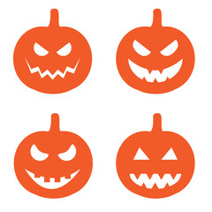 Zestaw dyń, Halloween. Dynie ze strasznymi minami.