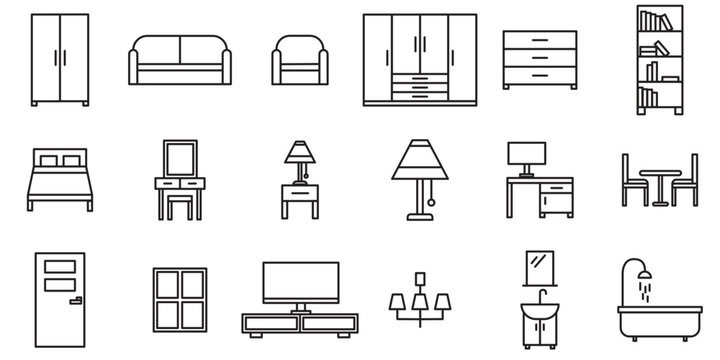Zestaw ikon meble. 