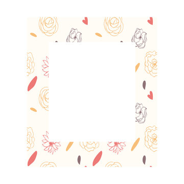 Beautiful floral photo frame. Cute square frame flowers. vector eps10