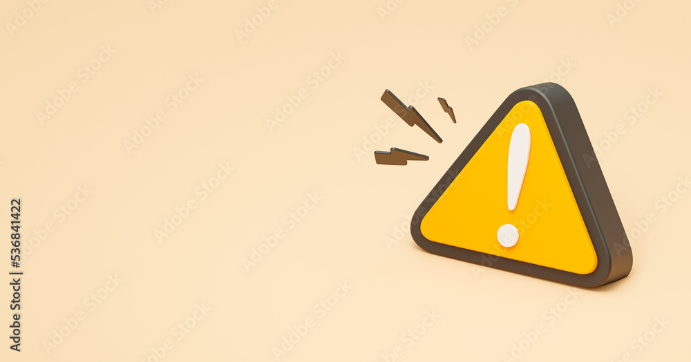 Aufkleber yellow 3d triangle warning symbol icon yellow background. error alert safety concept. hazard warning